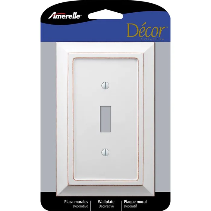 Amerelle Savannah White 1 gang Wood Toggle Wall Plate 1 pk