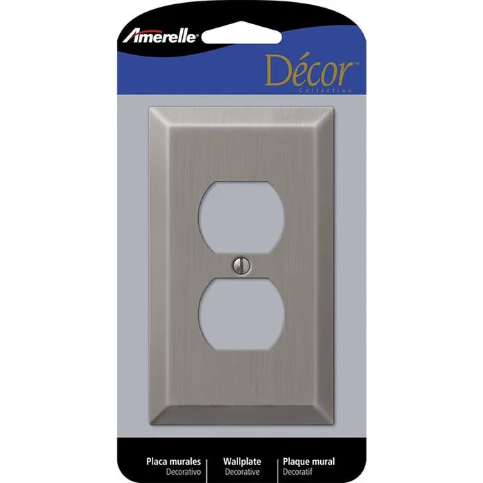 Amerelle Century Antique Nickel 1 gang Stamped Steel Duplex Wall Plate 1 pk