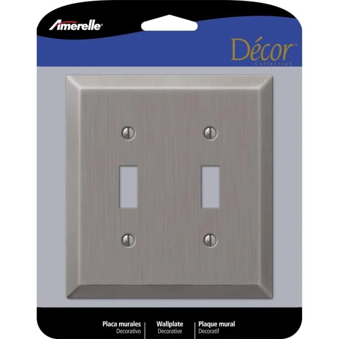 Amerelle Century Antique Nickel 2 gang Stamped Steel Toggle Wall Plate 1 pk