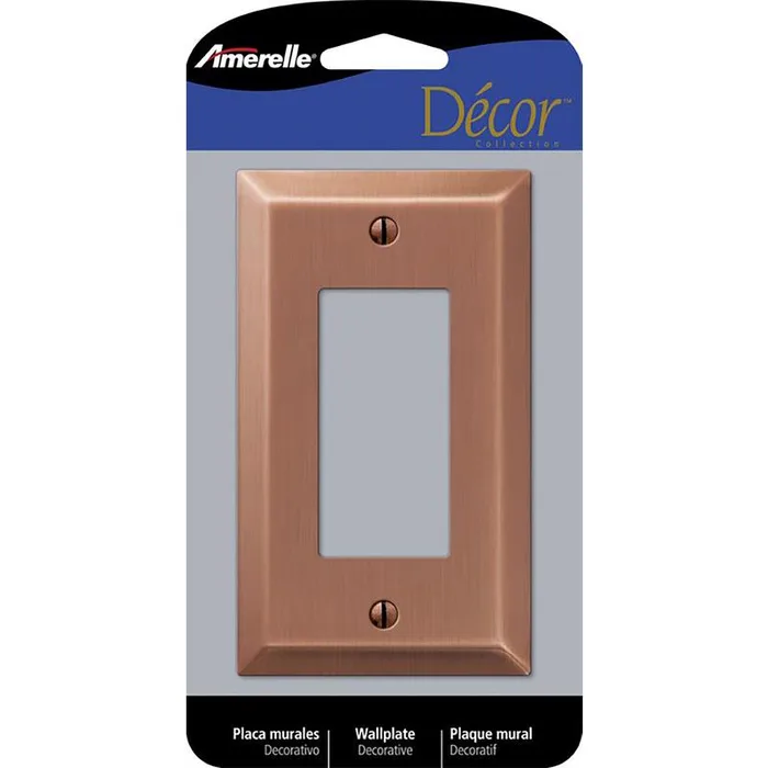 Amerelle Century Antique Copper 1 gang Stamped Steel Decorator Wall Plate 1 pk