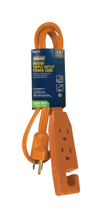 Projex Indoor 3 ft. L Orange Triple Outlet Cord 16/3 SPT-2