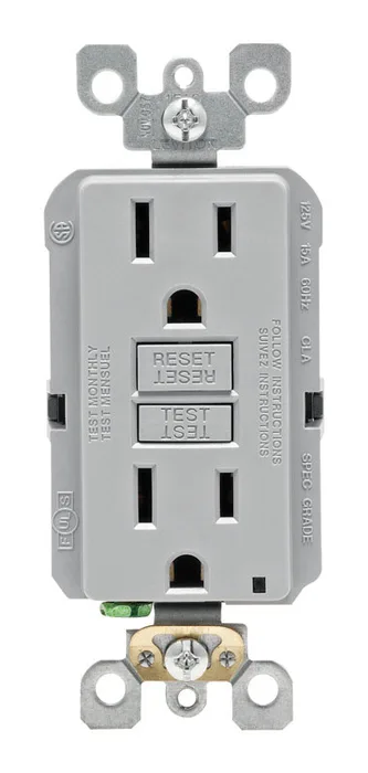 Leviton SmartlockPro 15 amps 125 V Gray GFCI Outlet 5-15R 1 pk