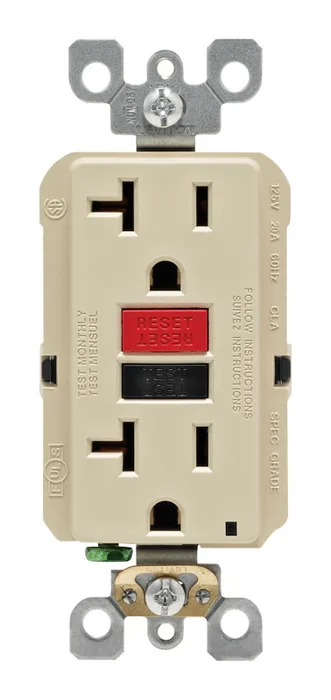 Leviton SmartlockPro 20 amps 125 V Duplex Ivory GFCI Outlet 5-20R 1 pk