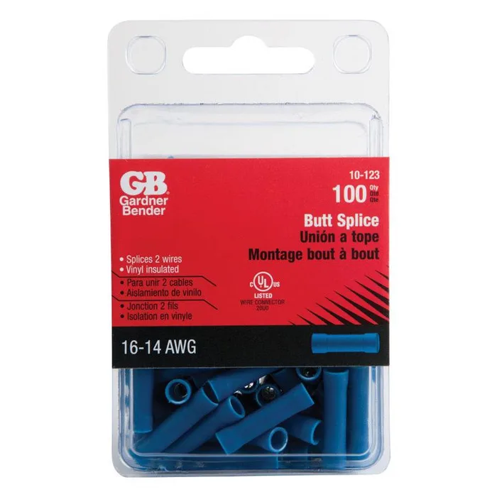 Gardner Bender 16-14 Ga. Insulated Wire Butt Splice Blue 100 pk