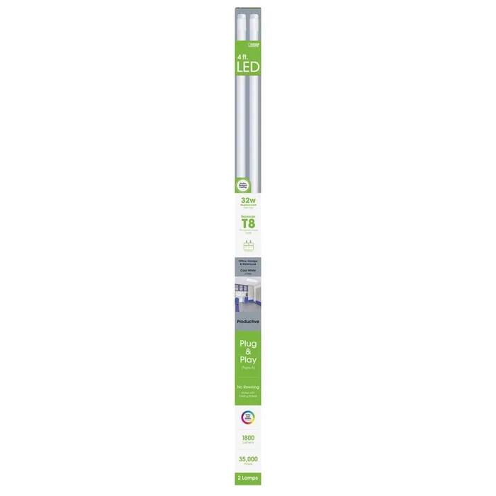 Feit Plug & Play T8 Cool White 47.5 in. Bi-Pin T8 LED Bulb 32 Watt Equivalence 2 pk (Pack of 5)