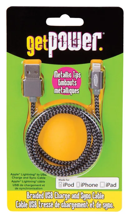 GetPower 3 ft. L Lightning Cable 1 pk (Pack of 6)