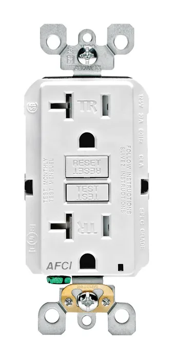 Leviton Decora 20 amps 125 V White AFCI Outlet 5-20R 1 pk