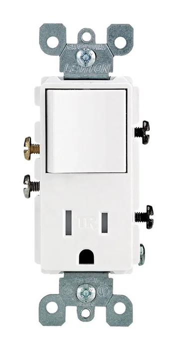 Leviton Decora 15 amps 125 V White Combination Switch/Outlet 5-15R 1 pk