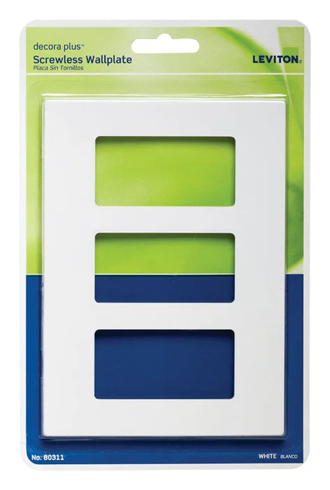 Leviton Decora Plus White 3 gang Polycarbonate Decorator Screwless Wall Plate 1 pk