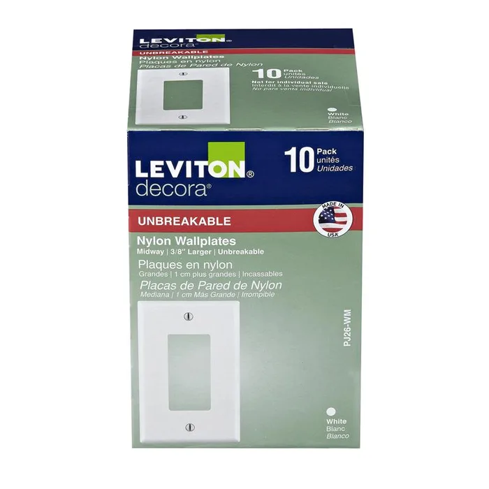 Leviton Decora White 1 gang Nylon Decorator Wall Plate 10 pk