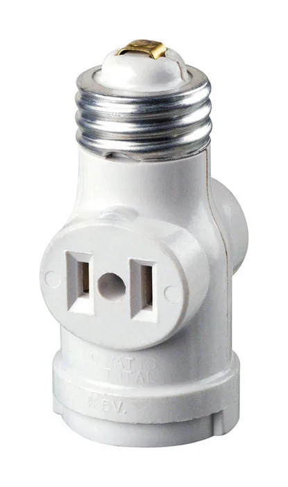 Leviton Plastic Keyless Lampholder w/Outlet 1 pk