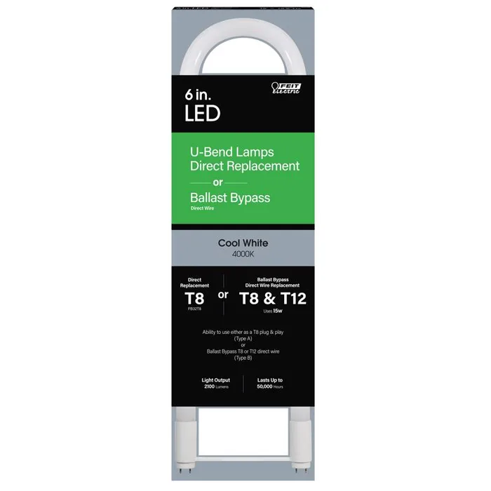 Feit Plug & Play T8 and T12 Cool White 22.5 in. G13 U-Bend LED Linear Lamp 32 Watt Equivalence 1 pk