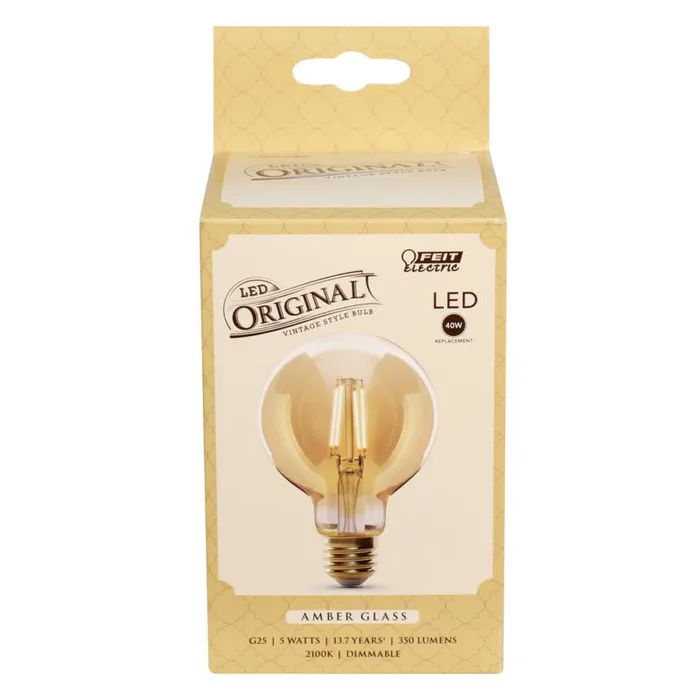 Feit G25 E26 (Medium) LED Bulb Amber 40 Watt Equivalence 1 pk