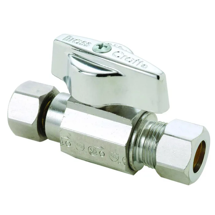 BrassCraft 3/8 in. Brass Compression Ball Valve Quarter-Turn Lever For Potable Water