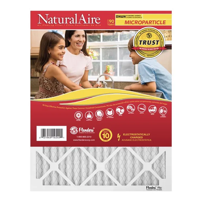 NaturalAire 16 in. W X 20 in. H X 1 in. Synthetic 10 MERV Pleated Microparticle Air Filter 1 pk (Pack of 6)