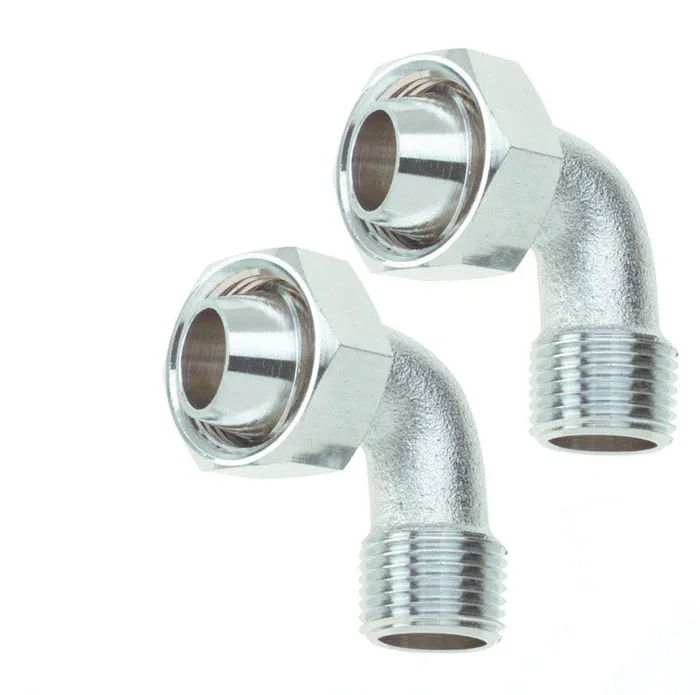 William Harvey Bent Bathcock Coupling For Universal 1/2 in. Silver Brass 2 pc
