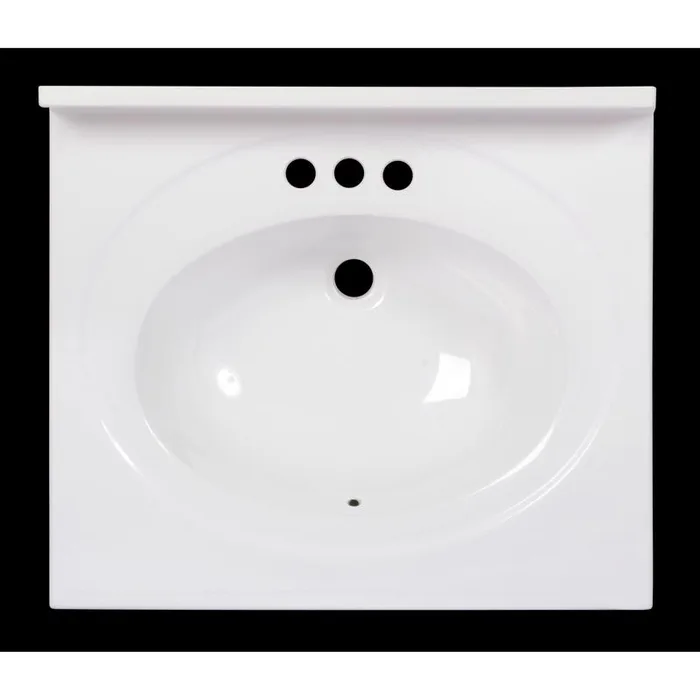 Arstar Standard Cultured Marble Bathroom Sink 25 in. W X 22 in. D White