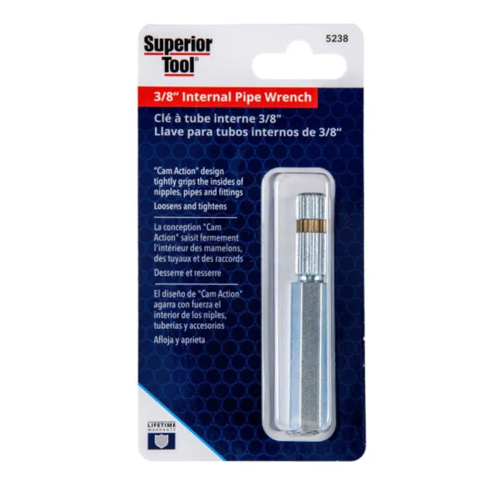 Superior Tool 3/8 in. Internal Pipe Wrench Silver 1 pc