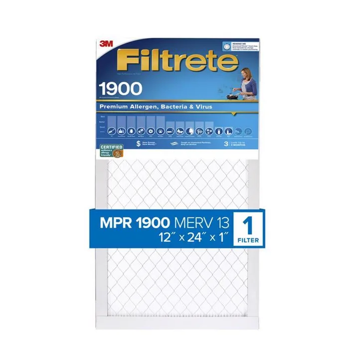 Filtrete 12 in. W X 24 in. H X 1 in. 1900 MPR Pleated Air Filter 1 pk (Pack of 4)