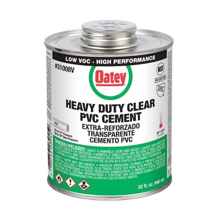 Oatey Clear Cement For PVC 32 oz