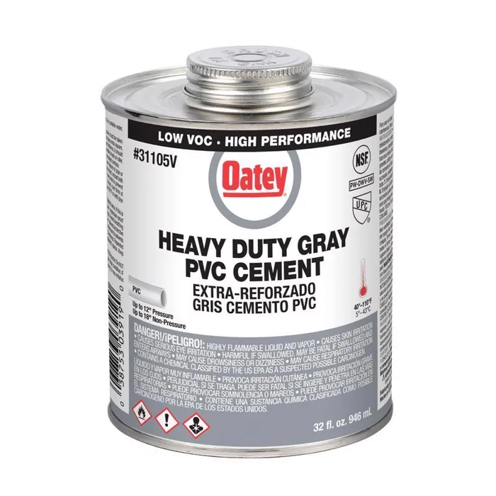 Oatey Gray Cement For PVC 32 oz