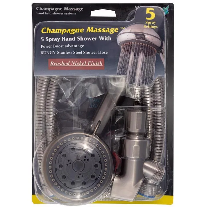 Whedon Champagne Massage Brushed Nickel Plastic 5 settings Handheld Showerhead 2 gpm