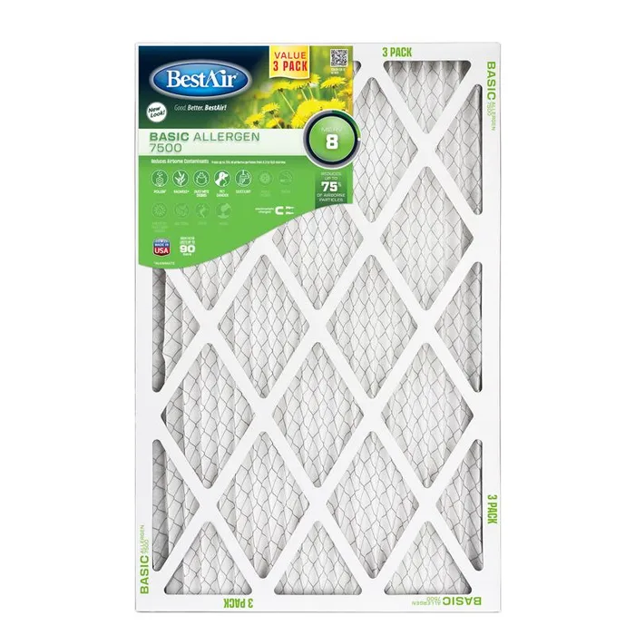 BestAir 20 in. W X 20 in. H X 1 in. 8 MERV Pleated Air Filter 3 pk (Pack of 4)