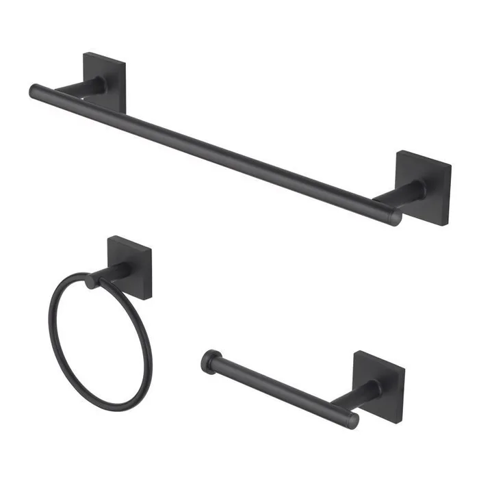 OakBrook Collection Matte Black Zinc Towel Bar Set