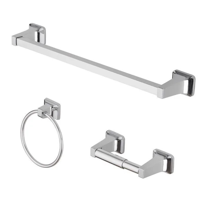 OakBrook Collection Chrome Silver Zinc Towel Bar Set