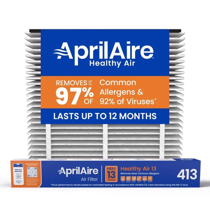 AprilAire 16 in. W X 25 in. H X 4 in. Synthetic Fiber 13 MERV Pleated Air Cleaner Cabinet Air Filter