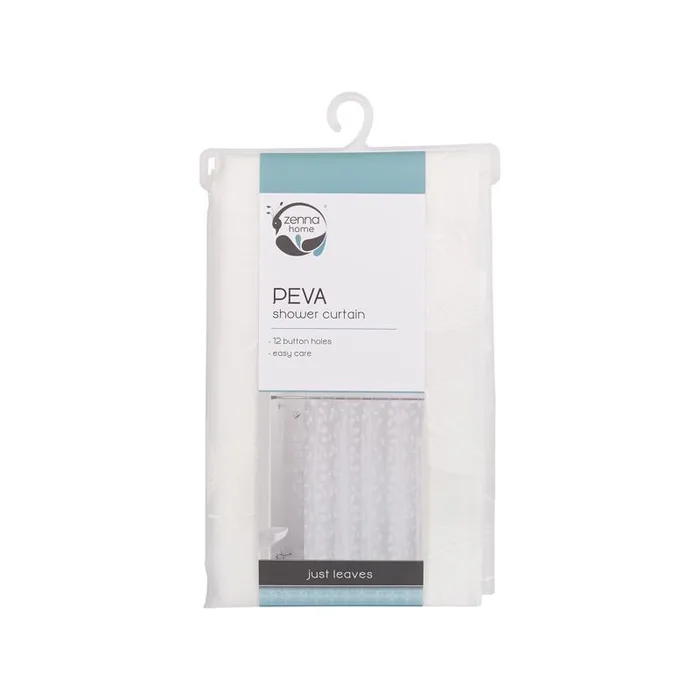 Zenna Home 72 in. H X 70 in. W White Just Leaves Shower Curtain PEVA (Pack of 3)