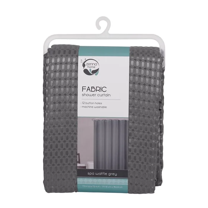 Zenna Home 72 in. H X 70 in. W Grey Spa Waffle Shower Curtain Fabric (Pack of 3)