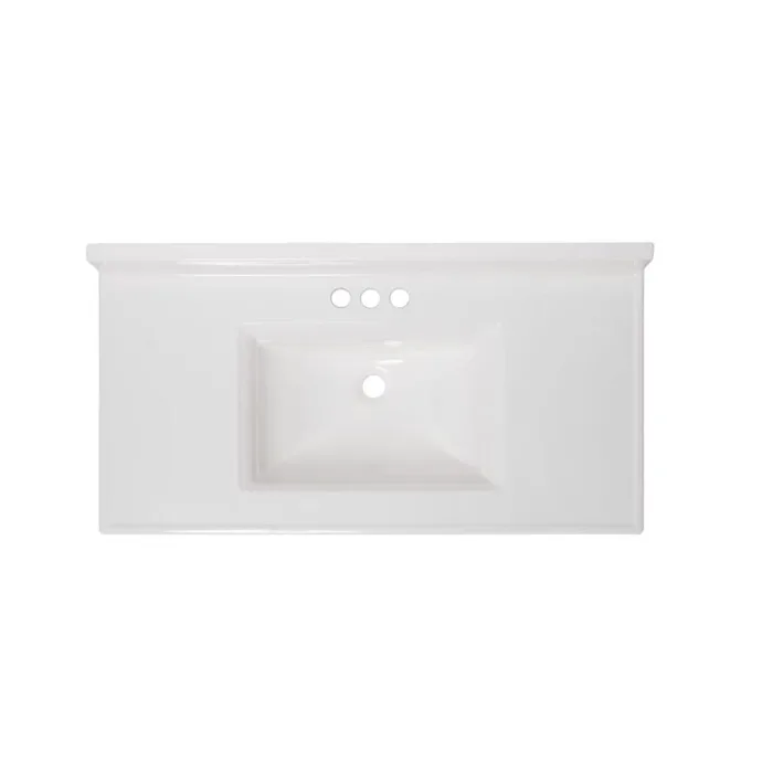 Arstar Cultured Marble Bathroom Sink 49.75 in. W X 22.5 in. D White