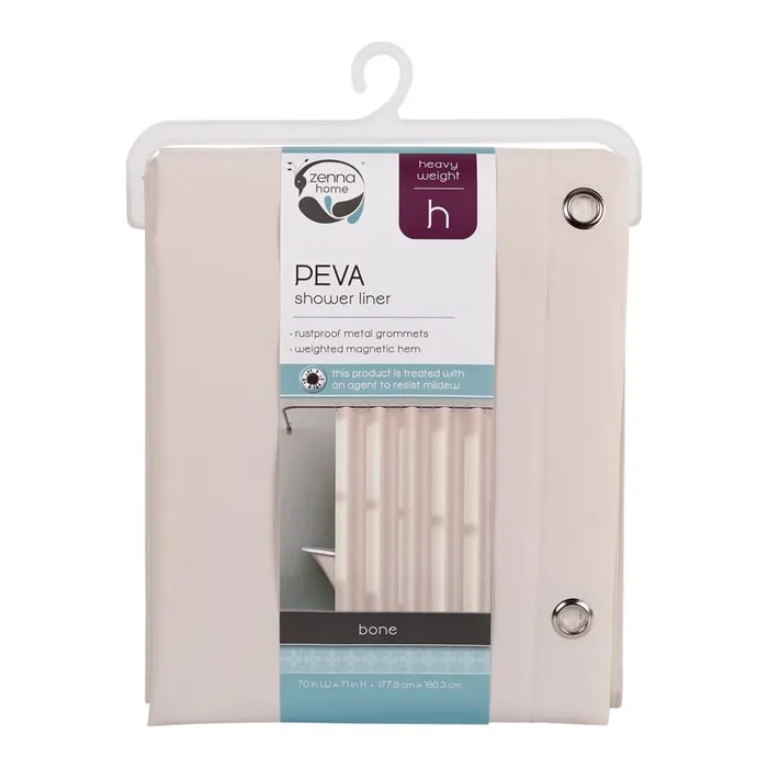 Zenna Home 71 in. H X 70 in. W Bone Shower Curtain Liner PEVA