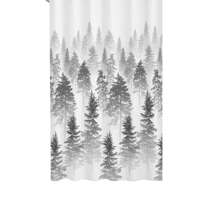 Zenna Home 72 in. H X 70 in. W White Treeline Shower Curtain Fabric (Pack of 3)