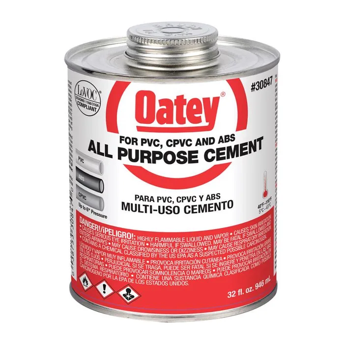 Oatey Clear All-Purpose Cement For ABS/CPVC/PVC 32 oz