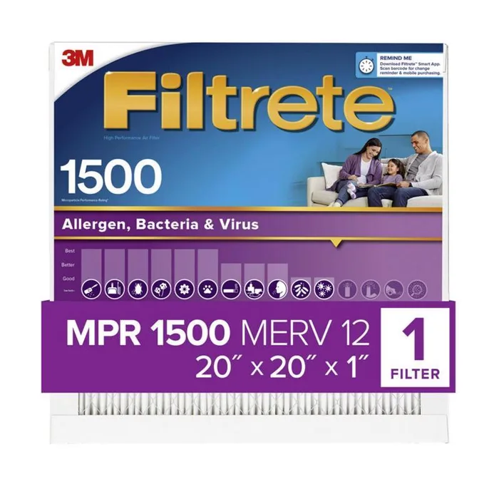 Filtrete 20 in. W X 20 in. H X 1 in. 1500 MPR Pleated Allergen Air Filter 1 pk (Pack of 4)