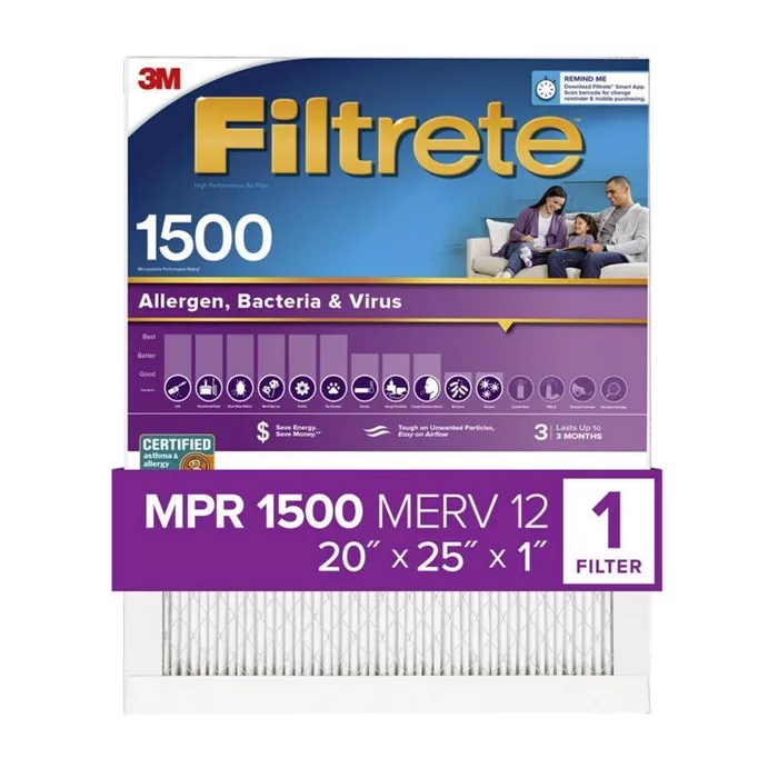Filtrete 20 in. W X 25 in. H X 1 in. 1500 MPR Pleated Allergen Air Filter 1 pk (Pack of 4)