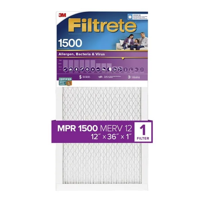 Filtrete 12 in. W X 36 in. H X 1 in. 1500 MPR Pleated Air Filter 1 pk (Pack of 4)