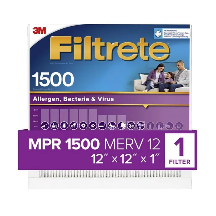Filtrete 12 in. W X 12 in. H X 1 in. 1500 MPR Pleated Ultra Allergen Filter 1 pk (Pack of 4)