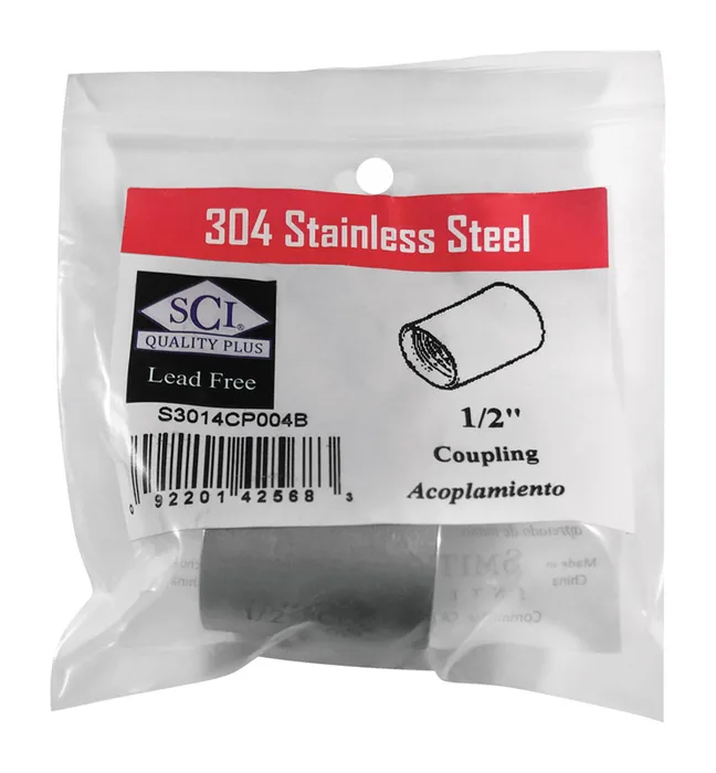 Smith-Cooper 1/2 in. FPT X 1/2 in. D FPT Stainless Steel Coupling