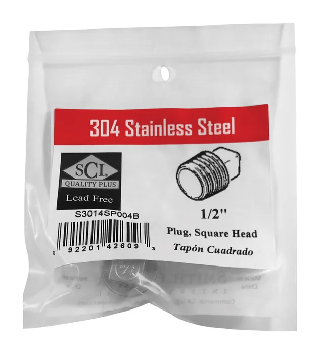 Smith-Cooper 1/2 in. MPT Stainless Steel Square Head Plug