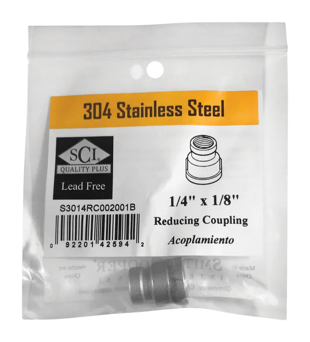 Smith-Cooper 1/4 in. FPT X 1/8 in. D FPT Stainless Steel Reducing Coupling