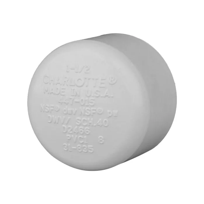 Charlotte Pipe Schedule 40 1-1/2 in. Slip PVC Cap 1 pk (Pack of 25)