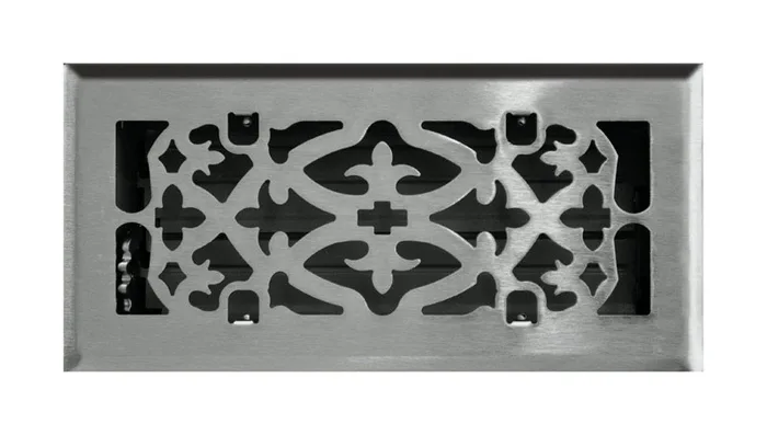 Tru Aire 4 in. H X 10 in. W 1-Way Satin Silver Steel Floor Diffuser
