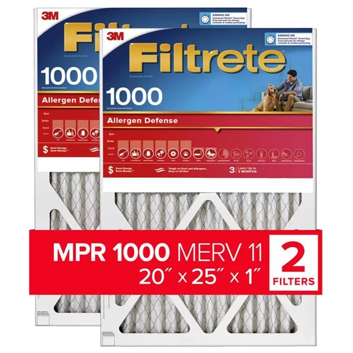 Filtrete 20 in. W X 25 in. H X 1 in. 1000 MPR Pleated Air Filter 2 pk (Pack of 3)