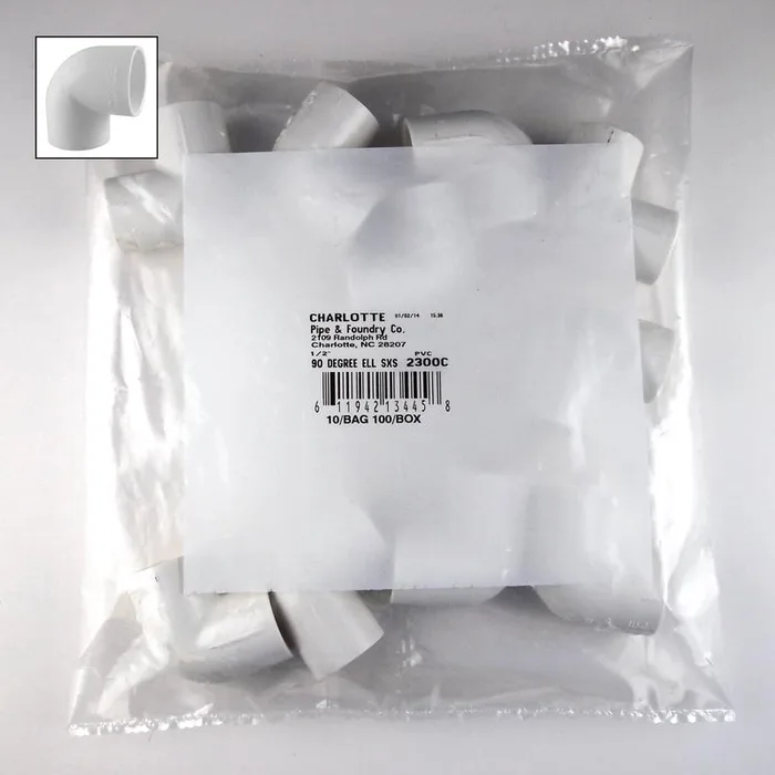 Charlotte Pipe Schedule 40 1/2 in. Slip X 1/2 in. D Slip PVC Elbow 1 pk