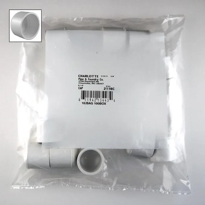 Charlotte Pipe Schedule 40 3/4 in. Slip PVC Cap 10 pk
