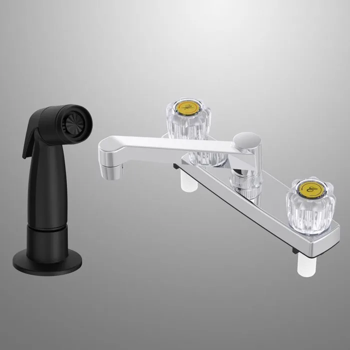 Home Plus Two Handle Chrome Kitchen Faucet Side Sprayer Included