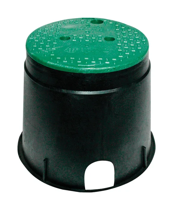 NDS 12-13/16 in. W X 12-13/16 in. D X 10-7/16 in. H Round Valve Box with Overlapping Cover Black/Gre